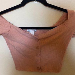 Fashion Nova Pink Cropped Top with Buttons